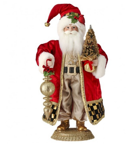 21 Inch Red Jacket With Gold And Black Check Standing Santa