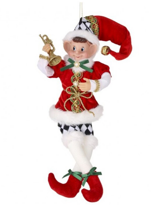 15 Inch Fabric Pixie Elf With Diamond Check