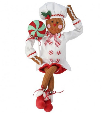 19 Inch Felt Gingerbread Chef With Lollipop