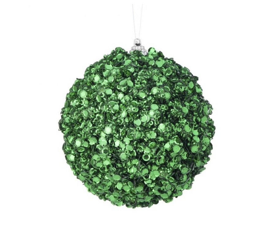 4 Inch Emerald Green Sequin Ornament Ball