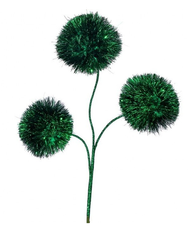 14 Inch Emerald Green Retro Glitter Pom Pom Spray