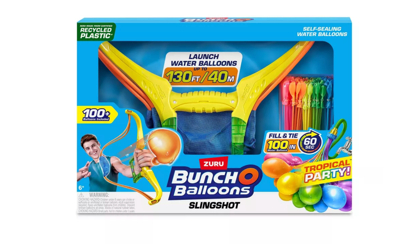 Bunch O Balloons Tropical Party Slingshot & 100+ Rapid-Filling Self-Sealing Water Balloons