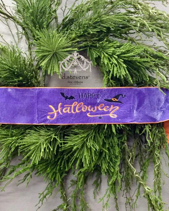 Happy Halloween Purple Velvet Banner