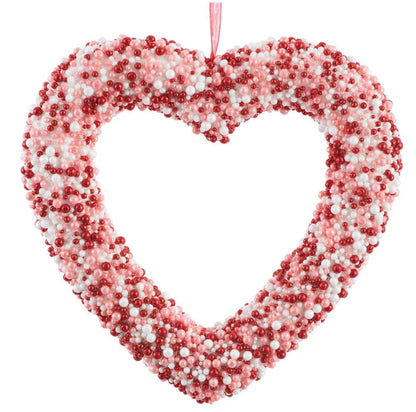 9.5 Inch White Pink And Red Glittered Heart Ornament