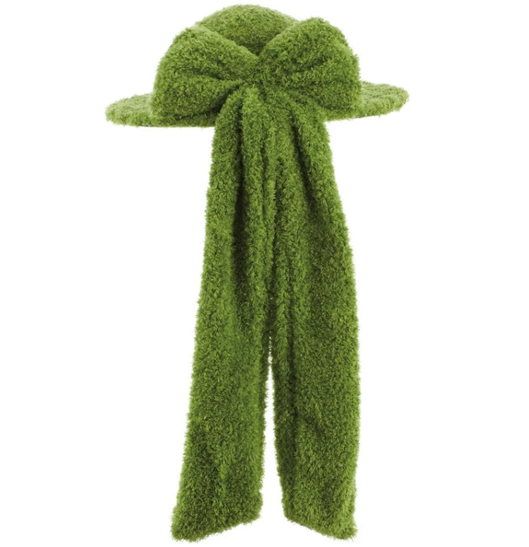 5 Inch Green Furry Moss Hat