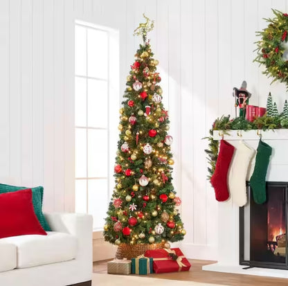 Best Choice Products 12 ft. Pre-Lit Pencil Artificial Christmas Tree With Pine Cones And Berries Open Box
