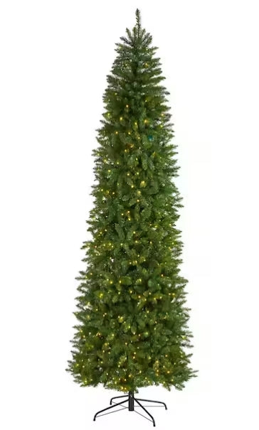 Nearly Natural 9 ft. Pre-Lit Slim Green Mountain Pine Artificial Christmas Tree Open Box
