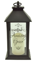 12 Inch Amazing Grace Battery Operated Candle Lantern