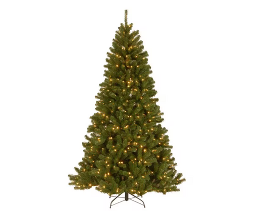 National Tree Company 7 ft. North Valley Spruce Hinged Artificial Christmas Tree with 500 Clear Lights Open Box