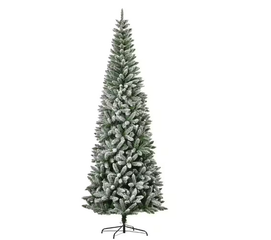 HOMCOM 9ft Unlit Artificial Christmas Tree, Xmas Pencil Tree, Holiday Home Indoor Decoration for Party with Automatic Open Box