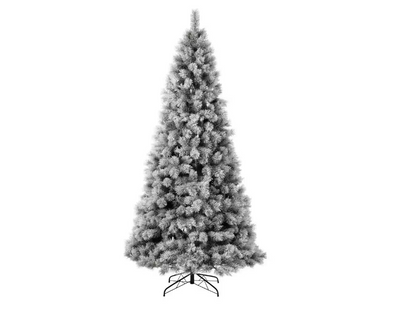 Glitzhome 9 ft. Pre-Lit Snow Flocked Artificial Spruce Christmas Tree with 900 Warm White Lights Open Box