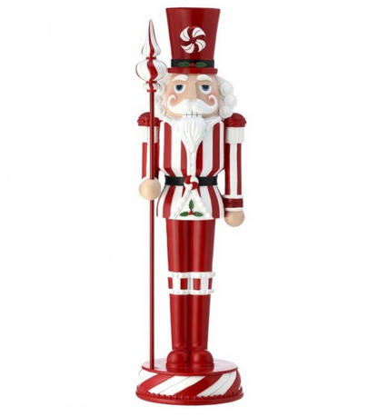 24 Inch Red And White Resin Peppermint Nutcracker