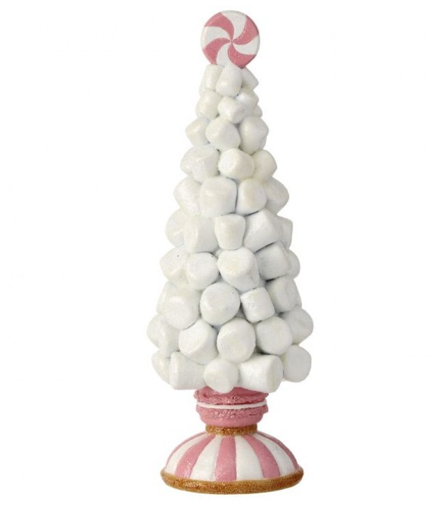 12 Inch Resin Marshmallow Tree On Pedestal