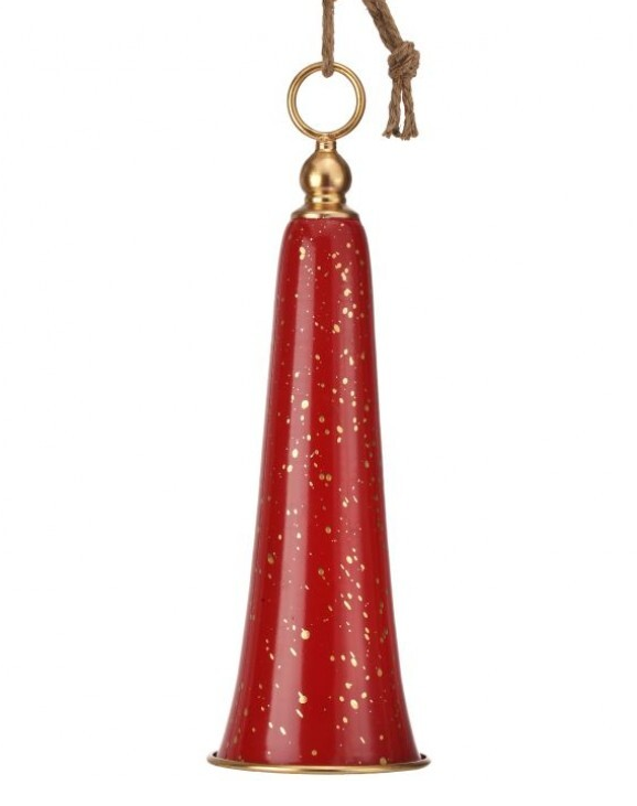 19.5 Inch Red And Gold Metal Elongated Bell