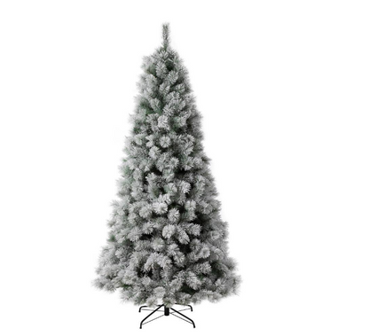 Glitzhome 7.5 ft. Pre-Lit Snow Flocked Artificial Spruce Christmas Tree with 650 Warm White Lights Open Box