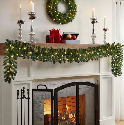 Home Accents Holiday 9 Ft Kingston Fir LED Pre-Lit Lighted Christmas Garland