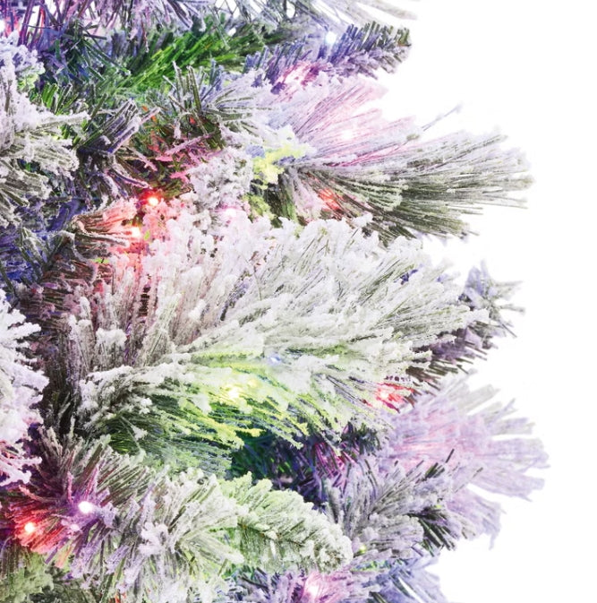 7.5 Foot Pre-Lit Glitter Flocked Micro LED with Twinkle Artificial Christmas Tree *OPEN BOX*