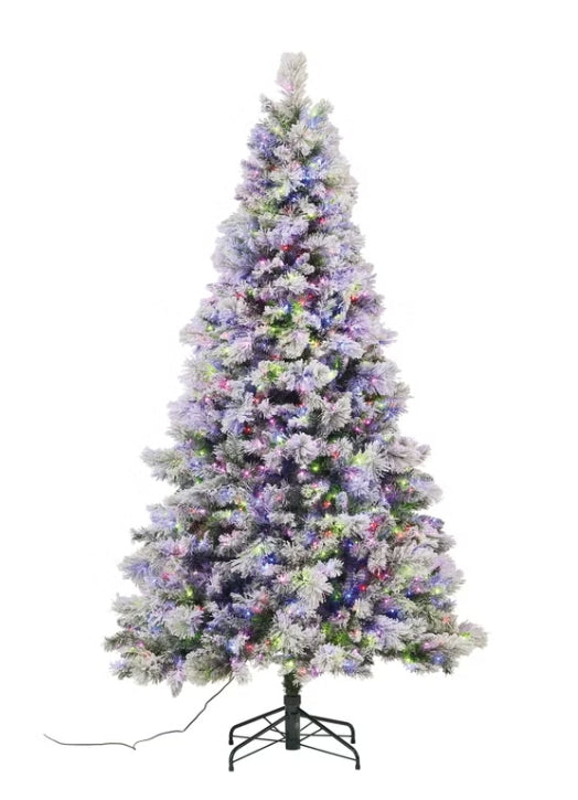 7.5 Foot Pre-Lit Glitter Flocked Micro LED with Twinkle Artificial Christmas Tree *OPEN BOX*