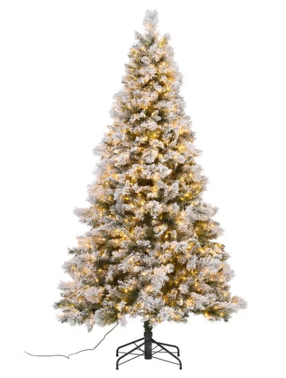 7.5 Foot Pre-Lit Glitter Flocked Micro LED with Twinkle Artificial Christmas Tree *OPEN BOX*