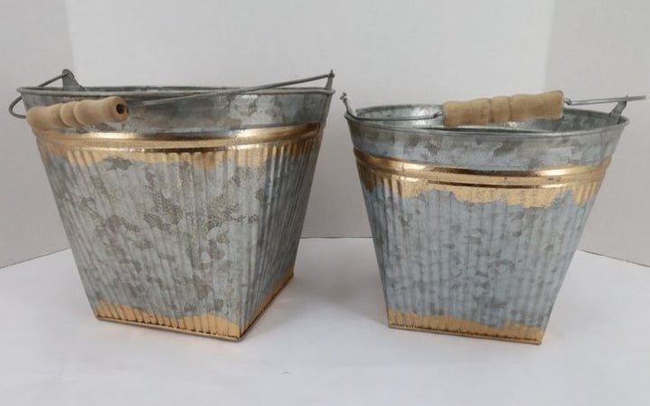 6 Inch And 5 Inch Metal Bucket Set