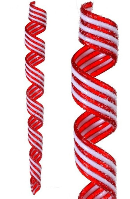 12 Inch Red And White Sugared Ribbon Candy Swirl Ornament