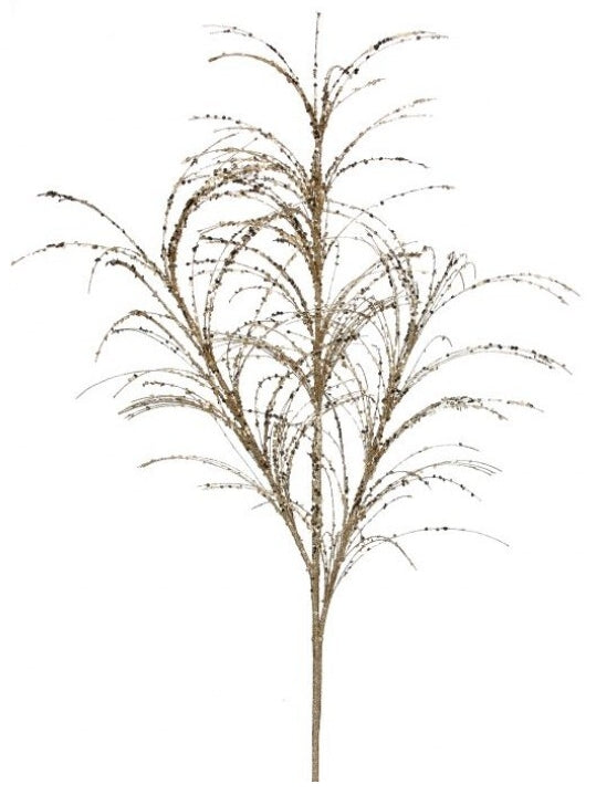 34 Inch Champagne Glitter Sequin Pampas Grass Spray