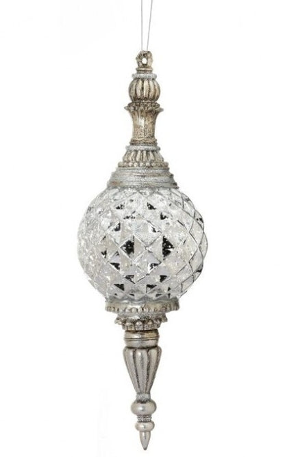 18 Inch Silver Glitter Mercury Finial Ornament