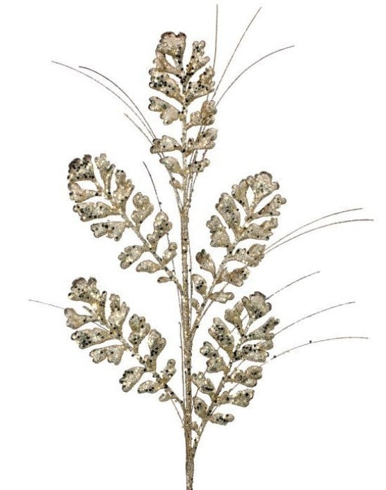 29 Inch Champagne Glitter Sequin Forest Fern Spray