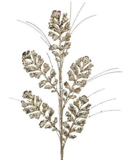 29 Inch Champagne Glitter Sequin Forest Fern Spray