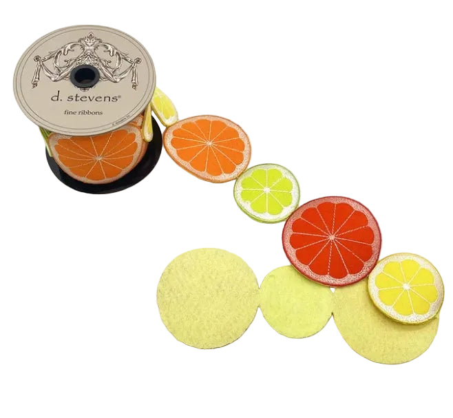3.5 Inch By 5 Yard Lemon Lime And Orange Felt Embroidered Fruit Garland
