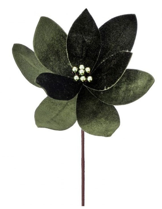 24 Inch Hunter Green Deluxe Velvet Emerald Poinsettia Stem