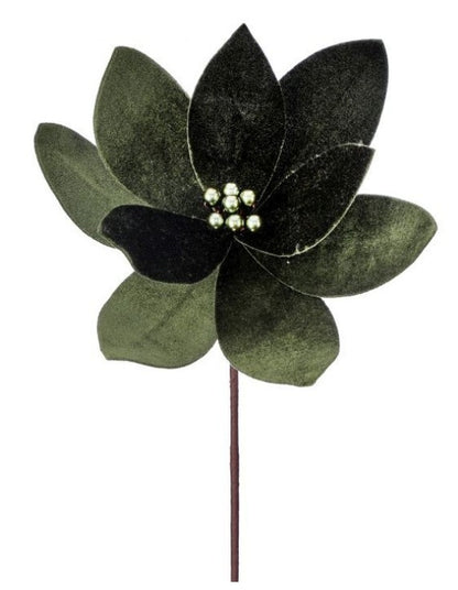 24 Inch Hunter Green Deluxe Velvet Emerald Poinsettia Stem