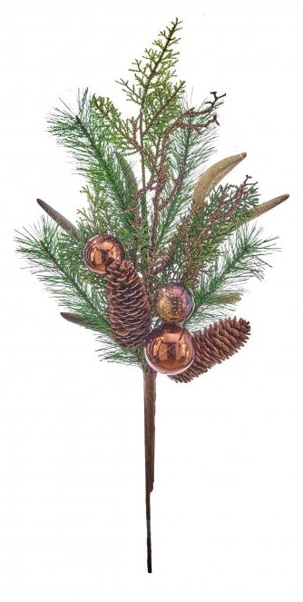 22 Inch Brown And Green Antler Cone Pine Spray