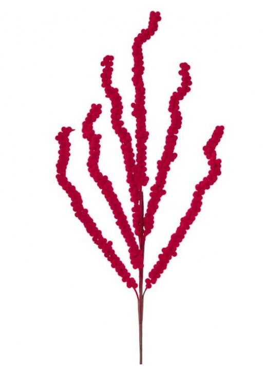 31 Inch Red Flocked Berry Spray