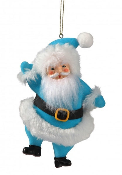 5.5 Inch Blue Old Fashioned Santa Ornament