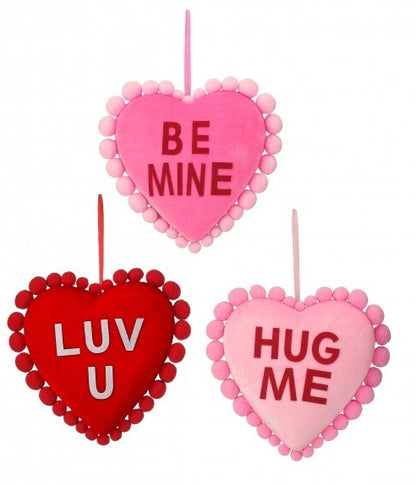 11 Inch Pink And Red Velvet Conversation Pompom Heart Three Styles