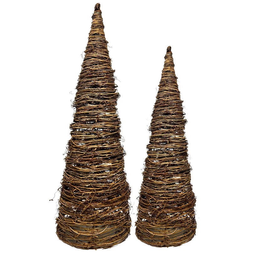 Set Of Two Grapevine Cone Trees