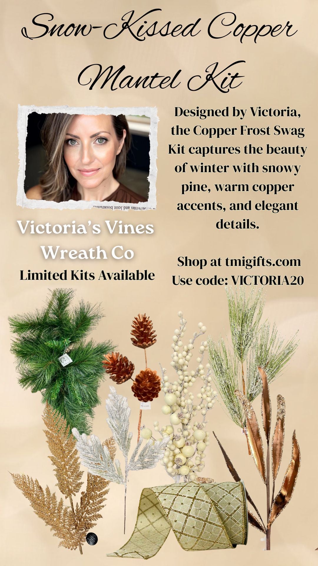 Snow Kissed Copper Mantel Kit By Victoria Vines Co