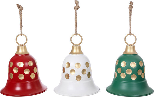 Large Metal Polka Dot Hanging Bells Three Colors