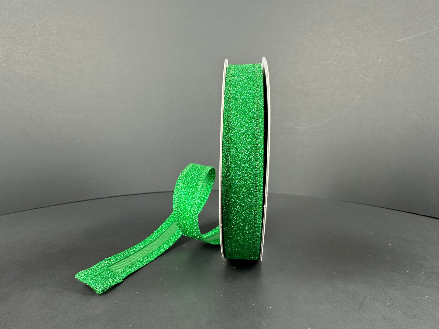 5/8 Inch By 10 Yard Emerald Green Glitter Ribbon