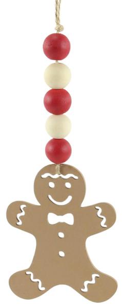 Gingerbread Wood Beaded Christmas Ornament