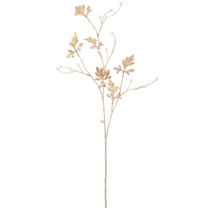 33 Inch Pearl Metallic Leaf Spray