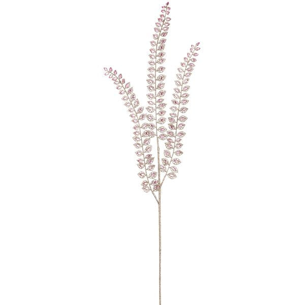 37.5 Inch Light Pink Rhinestone Leaf Spray