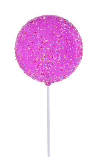 5 Inch Hot Pink Sprinkle Lollipop With Stick