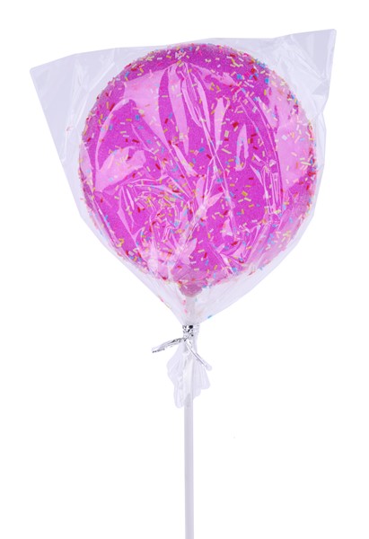 5 Inch Hot Pink Sprinkle Lollipop With Stick
