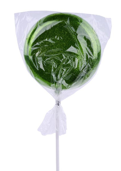 5 Inch Lime Green Glitter Lollipop With Stick