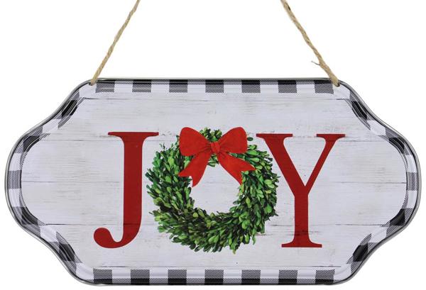 12 Inch Joy Metal Wreath Sign