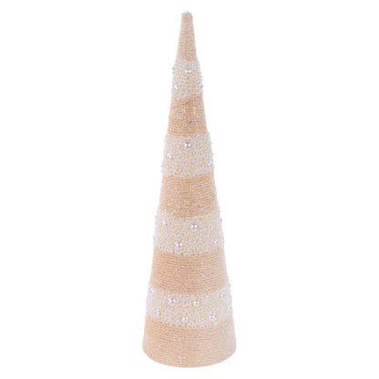 17.5 Inch Glitter Pearl Beaded Cone Tree