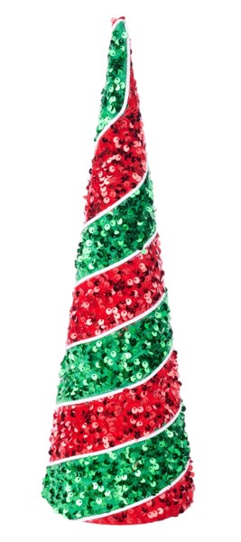 15.75 Inch Red And Emerald Sequin Cone Tree