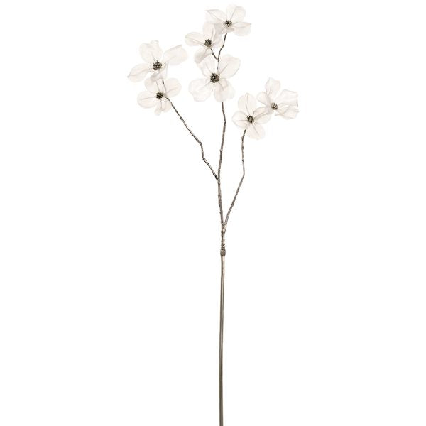 33.5 Inch White Shimmer Dogwood Spray